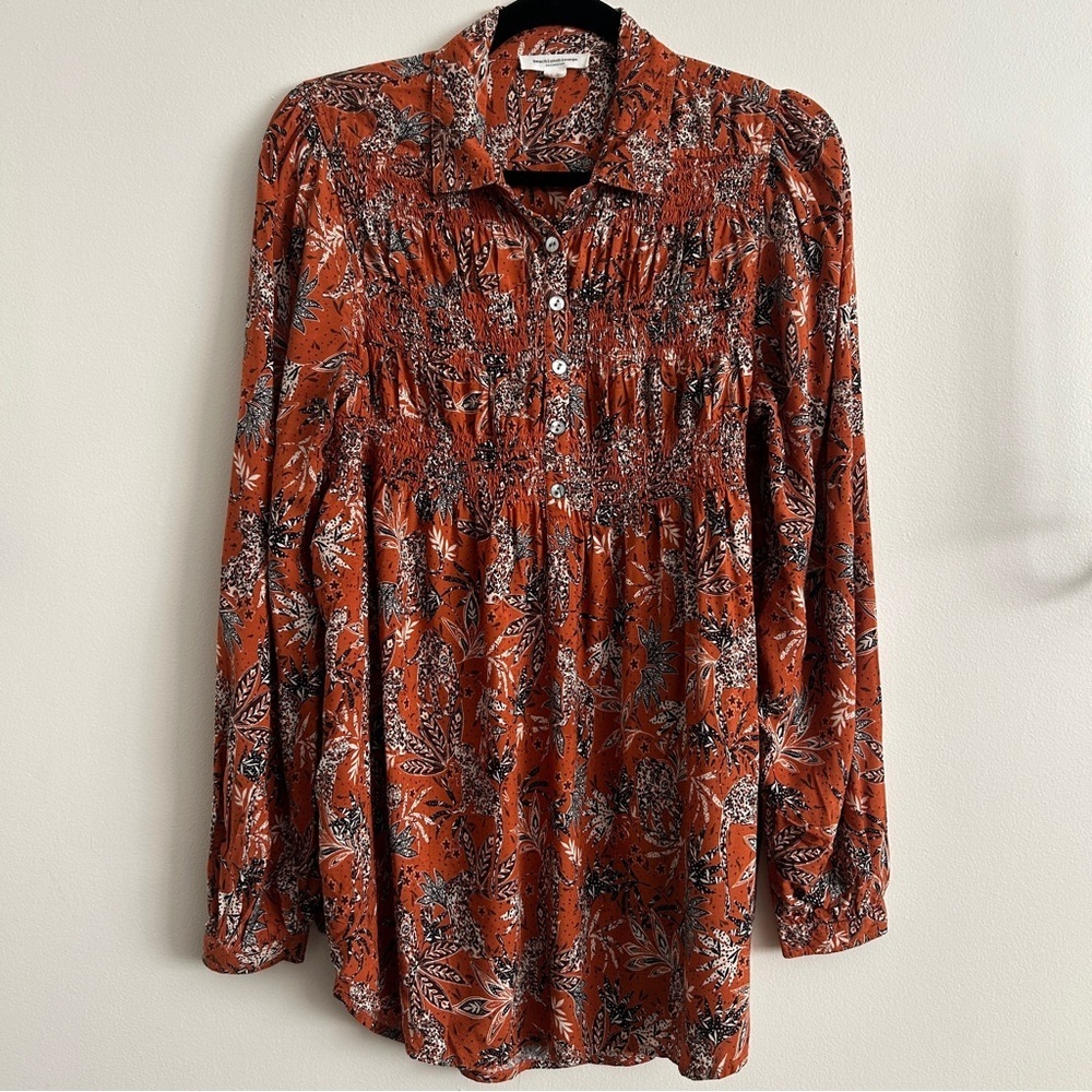 beachlunchlounge Boho Orange Floral Blouse